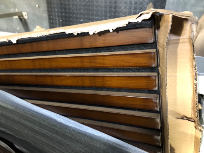 Photo 1 of Acoustic Slat Wood Soundproof Wall Panels with Foam 2PCS Walnut 43.3IN Height walnut 2