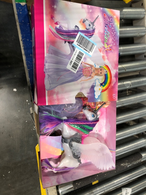 Photo 2 of 2022 Rainbow Braided Hair Unicorn Princess Doll Playset, 12" Fashion Fairy Tale Doll, Color Change White Unicorn Toy Doll with Horse Mane Brush, Unicorn Gift for Girls Color changing unicorn