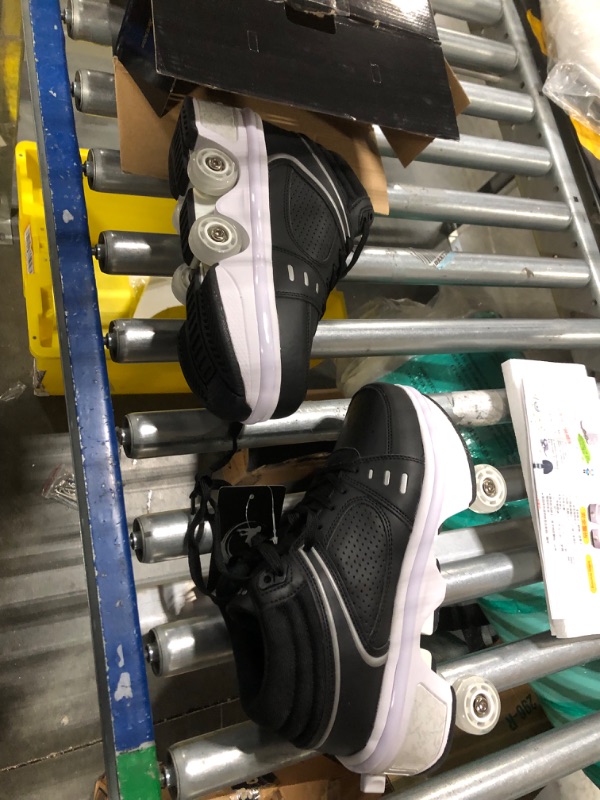 Photo 1 of TAILORIA Four-Wheel Recyclable Skate Shoes 2-in-1 Roller Skate Shoes Unisex Roller Shoes Ladies Kick-Roller Shoes Wheel Shoes Outdoor Skates Adult Skating Cool Running 7 L White With Led