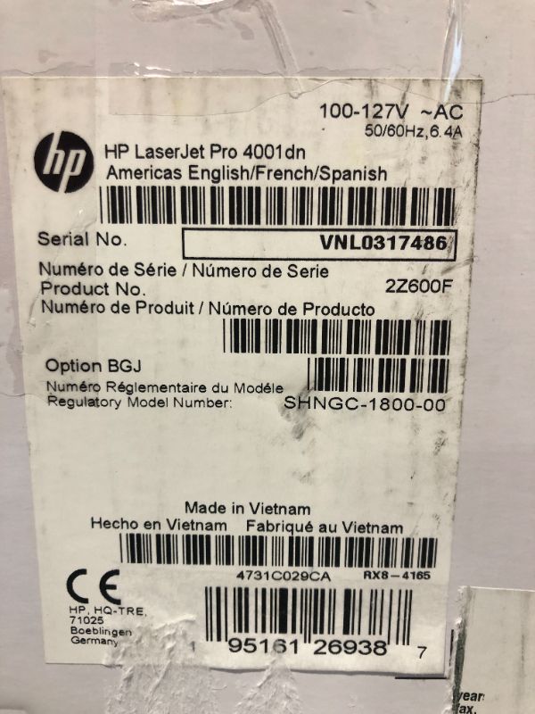 Photo 4 of HP LaserJet Pro 4001dn Black & White Printer