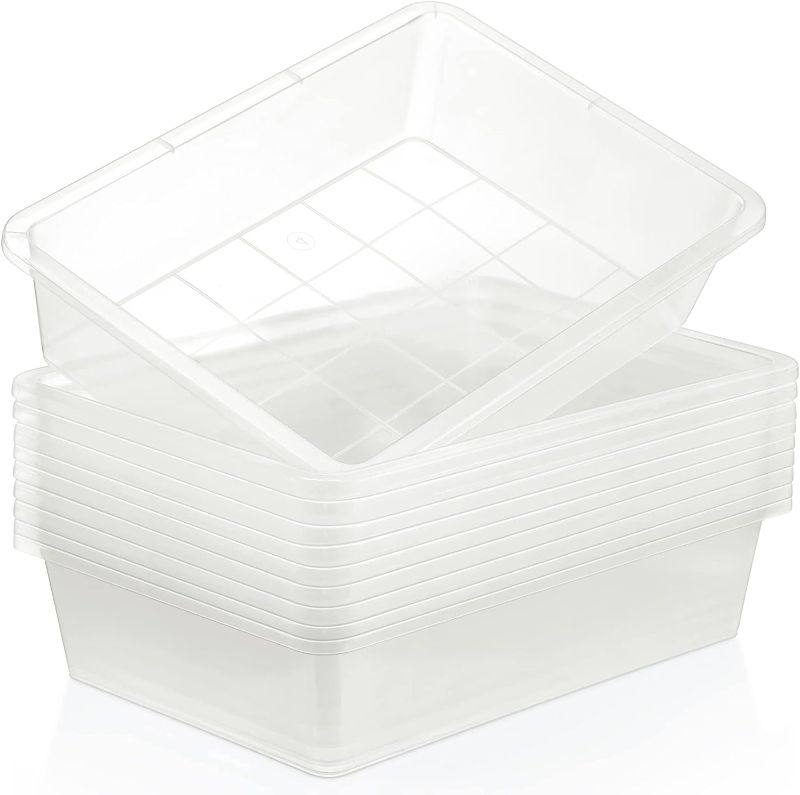Photo 1 of 19 Packs Plastic Trays for Classroom, Stackable Thick Flat Paper Letter Tray Organizer Bin for Teacher Classroom File, Book Storage, Art Activity ******clear ********