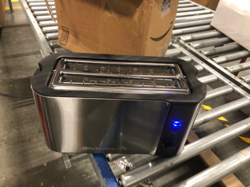 Photo 1 of Elite Gourmet ECT-3100 Long Slot 4 Slice Toaster, Reheat, 6 Toast Settings, Defrost, Cancel Functions, Built-in Warming Rack, Extra Wide Slots for Bagels & Waffles, Stainless Steel & Black