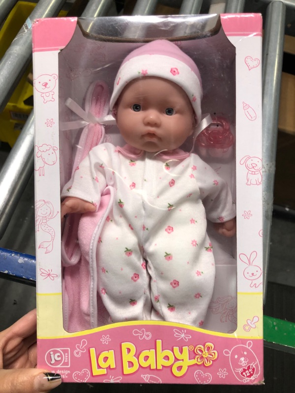 Photo 2 of Caucasian 11-inch Small Soft Body Baby Doll | JC Toys - La Baby | Washable |Removable Pink Outfit w/ Hat & Blanket | For Children 12 Months + Multi