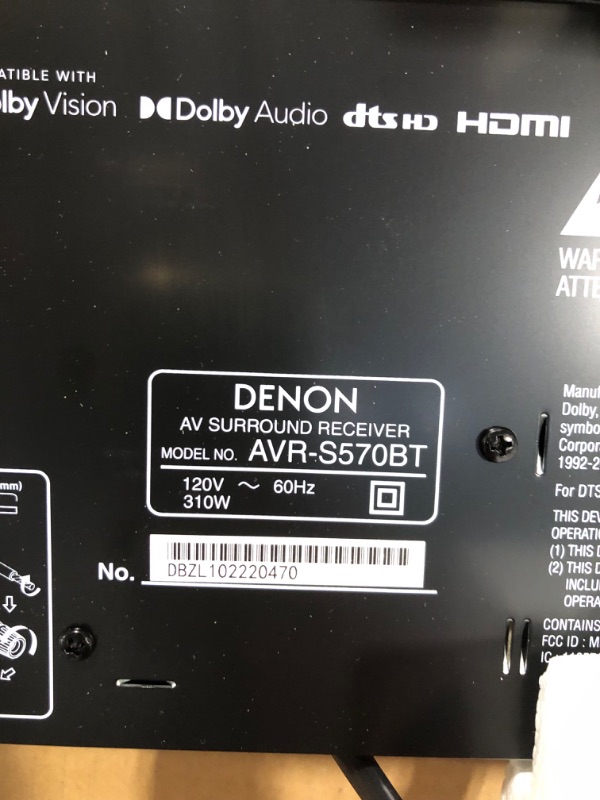 Photo 3 of Denon AVR-S570BT (2022 Model) 5.2 Channel AV Receiver - 8K Ultra HD Audio & Video, Enhanced Gaming Experience, Wireless Streaming via Built-in Bluetooth, (4) 8K HDMI Inputs, Supports eARC