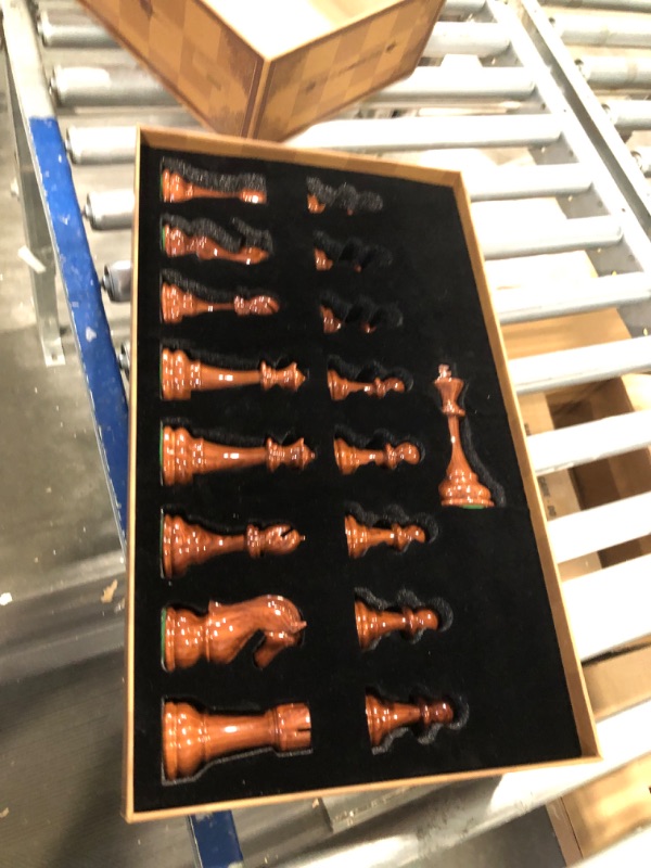 Photo 2 of AMEROUS High Polymer Weighted Chess Pieces with 4.25'' King - 2 Extra Queens - Gift Package, Standard Tournament Chessmen for Chess Board or Replacement of Missing Pieces (Chess Pieces Only)