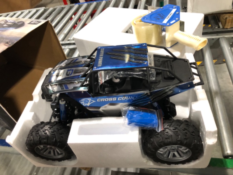 Photo 2 of DEERC Large 1:8 Scale Remote Control Monster Truck for Adults Boys, Upgraded RC Cars Remote Control Car, Off Road with Realistic Sound, 2.4Ghz 4WD Toy All Terrain Climbing, 2 Batteries for 80 Min Play Sliver Blue