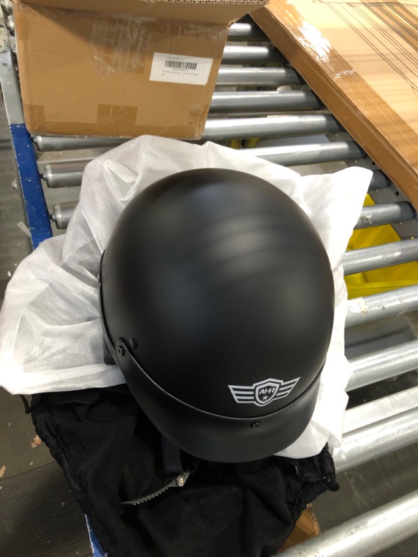 Photo 1 of AHR Half Face Motorcycle Helmet DOT Approved Half Helmet for Motorbike Cruiser Chopper, Run-C & Run-D, Matt Black or Patriotic Flag Matt Black Medium