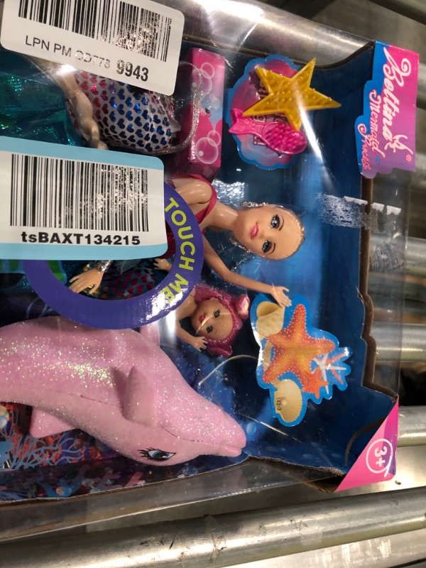 Photo 2 of BETTINA Mermaid Princess Doll Pack, Color Changing Mermaid Tail, Dress Doll 12" and Dress Doll 3" and Dolphin Color Reveal Mermaid Toys for Little Girls and Play Gift Set Aged 3+ Light Red Dolphin