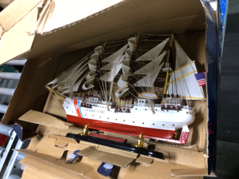 Photo 2 of SAILINGSTORY Wooden Model Ship US Coast Guard Eagle Barque Ship Model Sailboat Decor USCG 1936 Replica Medium