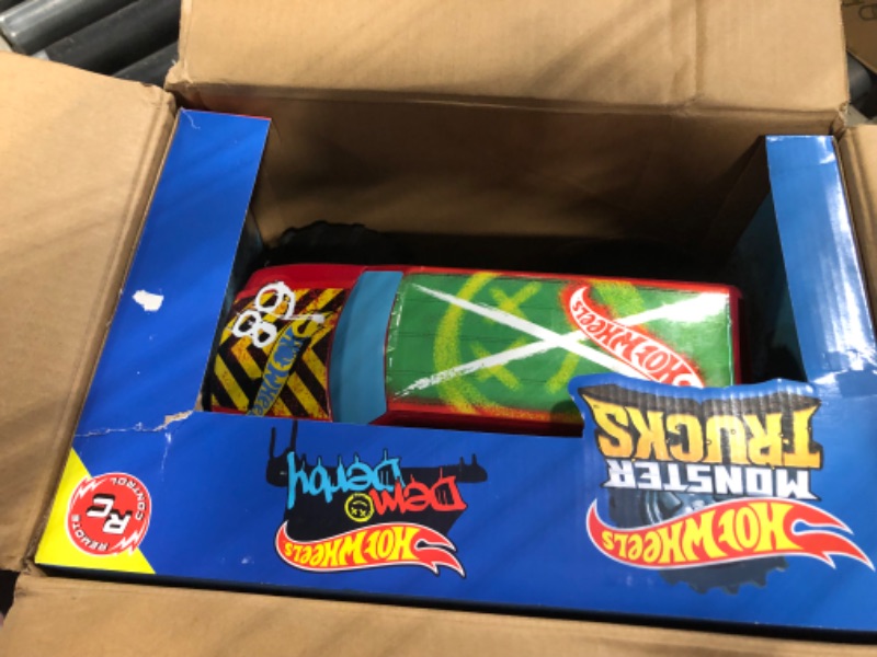 Photo 1 of ?Hot Wheels RC Monster Trucks 1:15 Scale HW Demo Derby, 1 Remote-Control Toy Truck with Terrain Action Tires, Toy for Kids 4 Years Old & Older HW DEMO DERBY RC