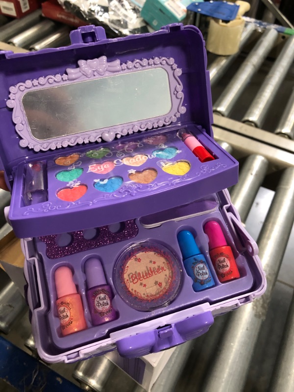 Photo 4 of 54 Pcs Kids Makeup Kit for Girls, Princess Real Washable Pretend Play Cosmetic Set Toys with Mirror, Non-Toxic & Safe, Birthday Gifts for 3 4 5 6 7 8 9 10 Years Old Girls Kids (Purple)