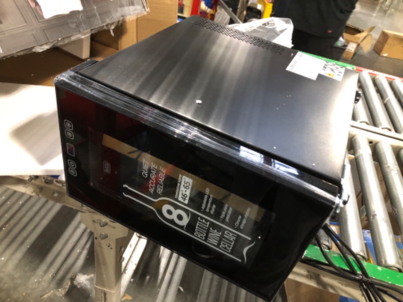 Photo 1 of BLACK+DECKER 8 Bottle Wine Fridge, Thermoelectric, Wine Fridge Small with Triple Pane Clear Glass Door, Mini Wine Fridge, BD60026 8 Bottles Clear Glass Door
