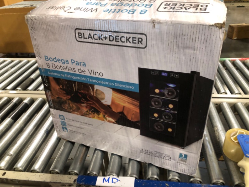 Photo 1 of BLACK+DECKER 8 Bottle Wine Fridge, Thermoelectric, Wine Fridge Small with Triple Pane Clear Glass Door, Mini Wine Fridge, BD60026 8 Bottles Clear Glass Door
