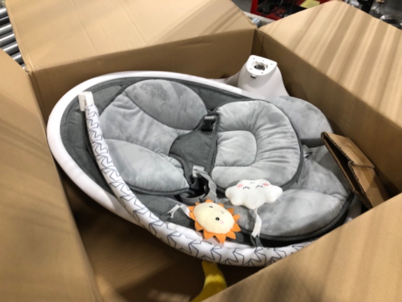 Photo 3 of Baby Swings for Infants, 5 Speed Bluetooth Baby Bouncer with 3 Seat Positions & Built-in 12 Music & 3 Timer Settings & 5-Point Harness & Remote Control, Touch Screen Chair for 5-20 lb, 0-9 Months Gray