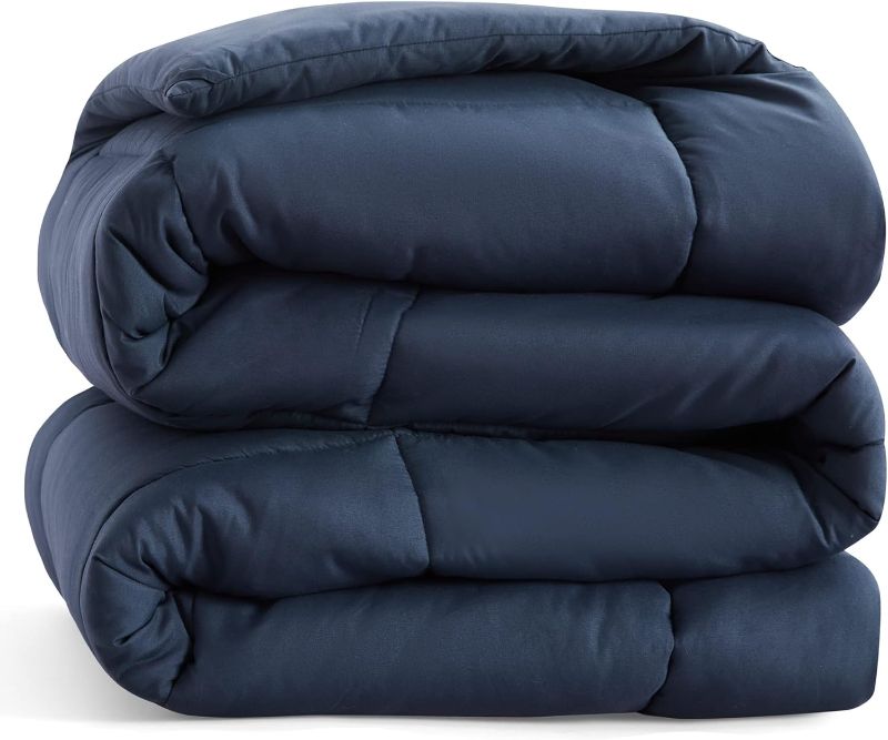 Photo 1 of Bedsure Duvet Insert Queen Comforter Navy - All Season Quilted Down Alternative Comforter for Queen Bed, 300GSM Mashine Wash