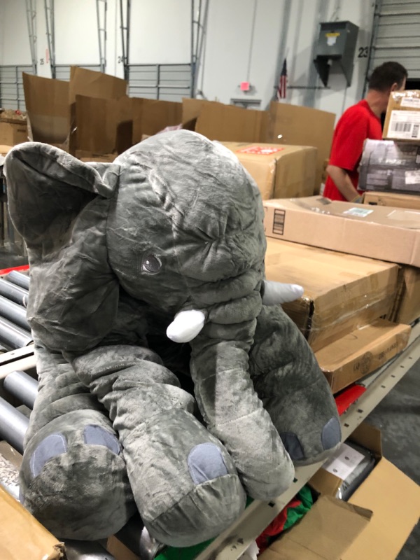 Photo 1 of Giant Stuffed Elephant Plush Animal Toy Valentines Day Surprise Gift Huge Stuffed Elephant Soft Big Elephant Large Stuffed Animal Doll Gray Elephant Plush for Kids Girlfriend Home Decor(31.5 Inch)