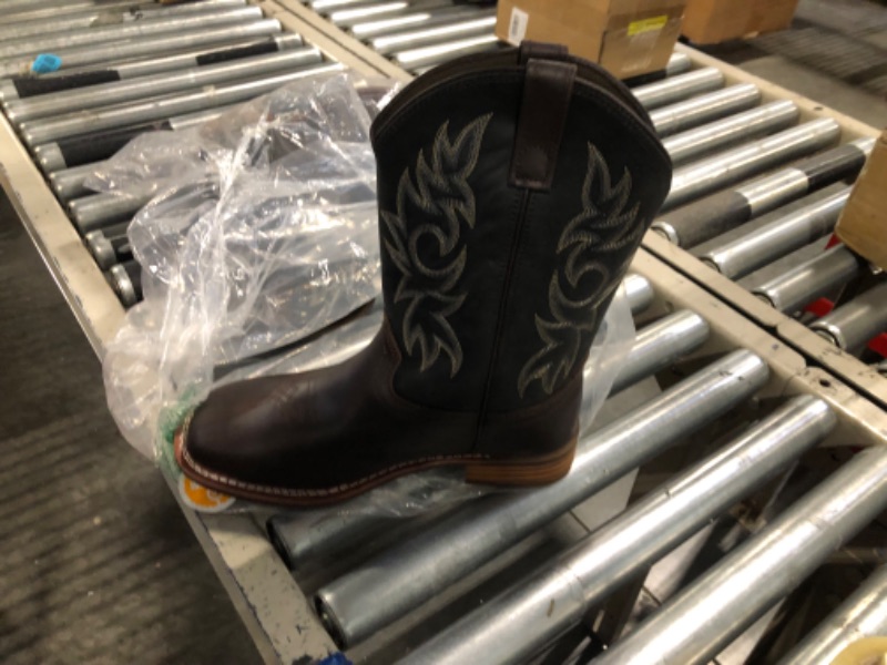 Photo 1 of Ad Tec Mens Western Cowboy Boots Brown Crazy Horse Leather - Row Welt Stitching, Wood Effect Heel with Cushioned Insole and Oil Resistant Outsole 10.5 Wide Brown