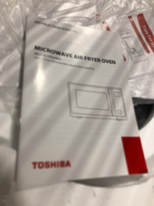 Photo 3 of ** DENT ON SIDE** TOSHIBA ML2-EC10SA(BS) 8-in-1 Countertop Microwave with Air Fryer Microwave Combo, Convection, Broil, Odor removal, Mute Function, 12.4" Position Memory Turntable with 1.0 Cu.ft, Black stainless steel Air Fry-1.0 Cu.Ft.