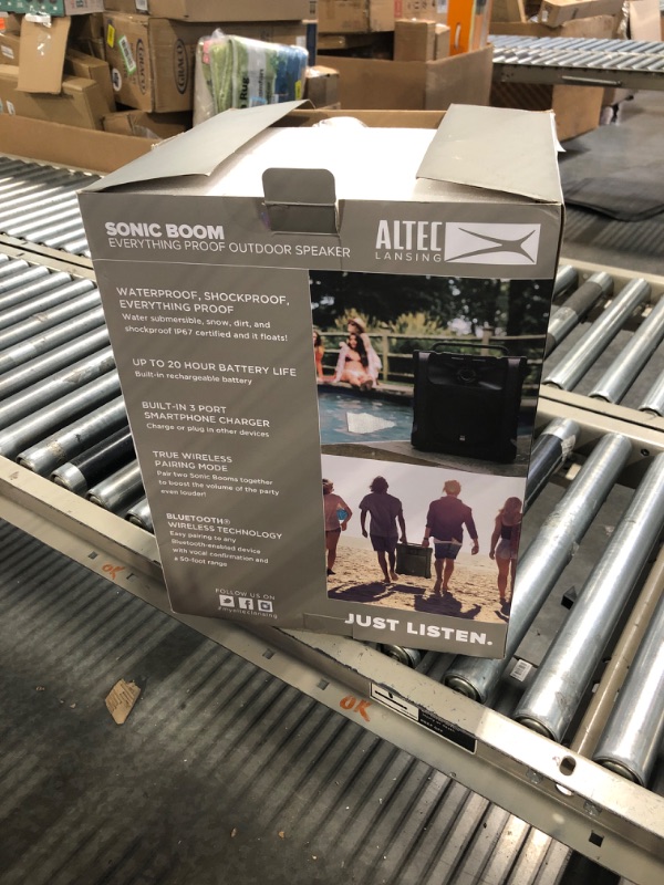 Photo 2 of Altec Lansing Sonic Boom - Waterproof Bluetooth Speaker with Phone Charger, IP67 Outdoor Speaker, 3 USB Charging Ports, 50 Foot Range & 20 Hours Battery Life