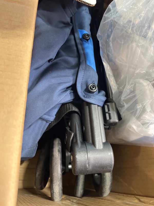 Photo 1 of gb Pockit+ All-Terrain, Ultra Compact Lightweight Travel Stroller with Canopy and Reclining Seat in Night Blue, 10.6 pounds Night Blue Pockit+ All Terrain