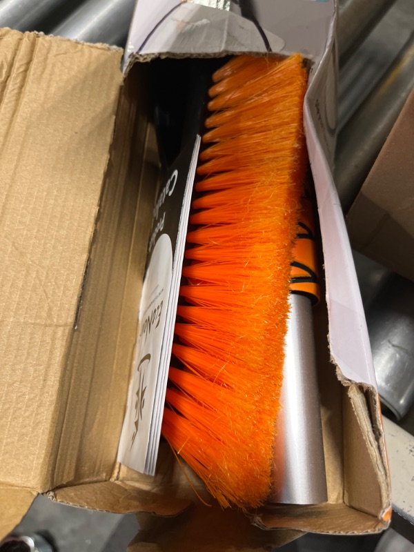 Photo 1 of EcoNour 27" Aluminum Car Snow Scraper and Brush (Orange) | Weaved Bristle Head with Metal Body Ice Scraper for Car Windshield | Tough Ice Scraper with Ergonomic Foam Grip Winter Accessory | 1 Pack