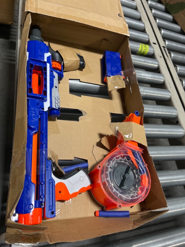 Photo 3 of ******NOT COMPLETE SET******
 Nerf Rampage N-Strike Elite Toy Blaster with 25 Dart Drum Slam Fire & 25 Official Elite Foam Darts for Kids, Teens, & Adults (Amazon Exclusive)