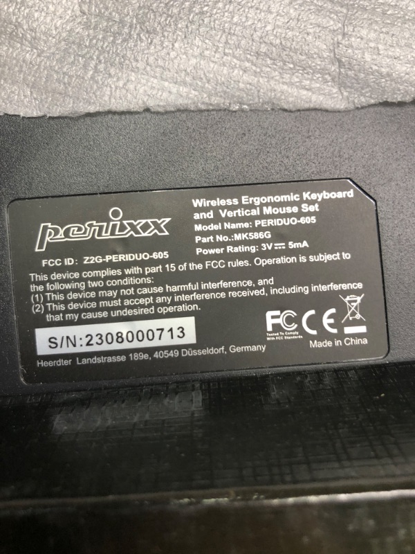 Photo 3 of Perixx Periduo-605, Wireless Ergonomic Split Keyboard and Vertical Mouse Combo, Adjustable Palm Rest and Membrane Low Profile Keys, Black, US English Layout (11633)