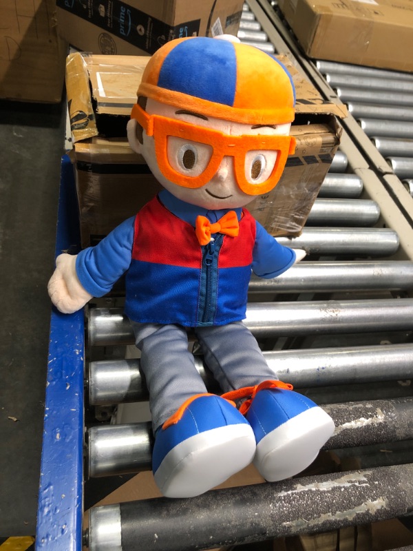 Photo 3 of Blippi Get Ready and Play Plush - 20-inch Dress Up Plush with Sounds, Teaches Children to Tie Shoes, Button Shirts, Snap Suspenders, Zip Vest-Jacket, Roll Sleeves and Socks and More - Amazon Exclusive