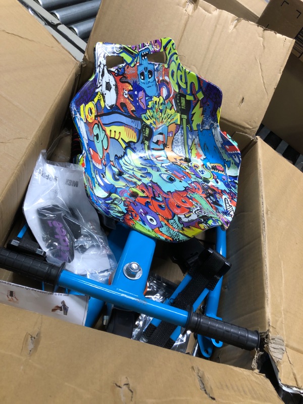 Photo 3 of Sunshine Hoverboard Kart Seat Attachment Accessory for 6.5" 8" 10" Two Wheel Self Balancing Scooter Patterned Blue