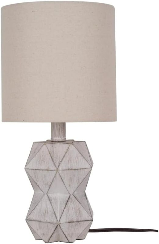 Photo 1 of 
BAUFAS White Wash Faceted Faux Wood Table Lamp, 15.75"H Book Lights Table Desk Lamps (Color : Bulb Included)