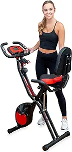 Photo 1 of YYFITT 3-In-1 Folding Exercise Bike, Stationary Bikes for Home with Arm Workout Bands, Indoor Fitness Bike with 16 Levels Magnetic Resistance, Fully Support Back Pad and Phone/Tablet Holder, 2-in-1 Bike Frame