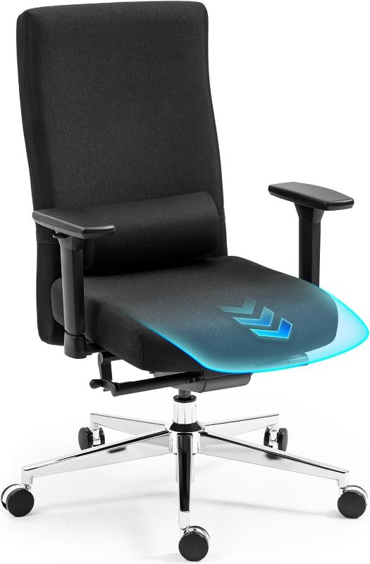 Photo 1 of Dowinx Ergonomic Office Chair with Adjustable Seat Depth, Reclining Desk Chair with Lumbar Support, Fabric Computer Chair with 3D Armrest for Adults 350Lbs, Task Chair for Home Work, Executive Black
***Used, but in good condition and functional*** 
