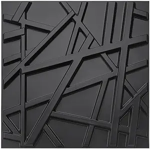 Photo 1 of  eArt3d PVC Decorative Textures Black 3D Wall Panels for Interior Wall Décor, Black Wall Decor,Pack of 12 Tiles 32 Sq Ft
