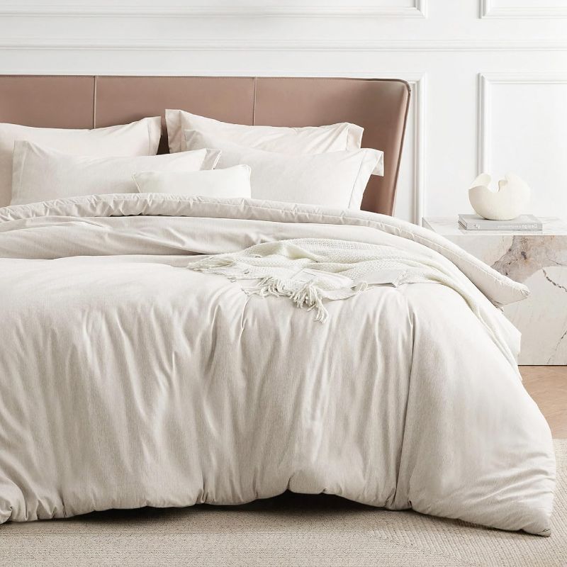 Photo 1 of Bedsure Beige Duvet Cover Queen Size - Super Soft Cationic Dyed Duvet Cover for Kids with Zipper Closure, 3 Pieces, Includes 1 Duvet Cover (90"x90")...