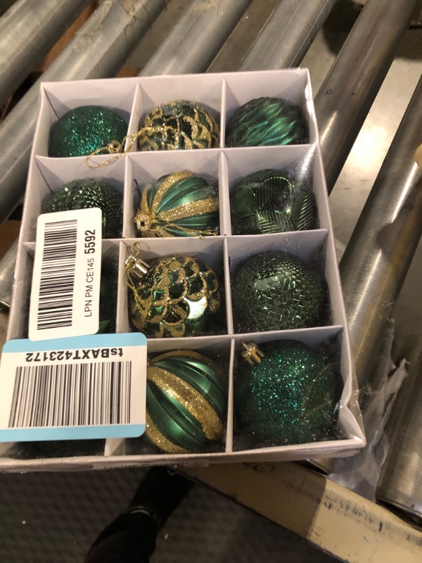 Photo 2 of 2.36‘’ Christmas Balls Ornaments - 12 Pieces - Christmas Tree Decorations - Green