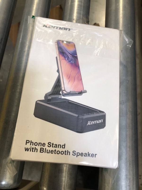 Photo 1 of Cell Phone Stand with Wireless Bluetooth Speaker and Anti-Slip Base HD Surround Sound Perfect for Home and Outdoors with Bluetooth Speaker for Desk Compatible with iPhone/ipad/Samsung Galaxy Black