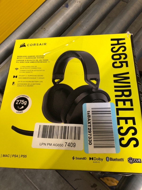 Photo 1 of Corsair HS65 Wireless Multiplatform Gaming Headset with Bluetooth - Dolby Audio 7.1 - Omni-Directional Microphone - iCUE Compatible - PC, Mac, PS5, PS4, Mobile - Carbon HS65 WIRELESS with Bluetooth Carbon