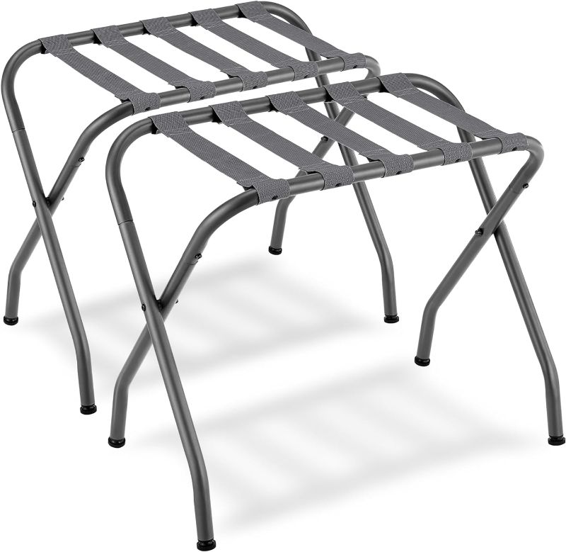 Photo 1 of  Luggage Rack, Pack of 2, Luggage Racks for Guest Room, Suitcase Stand, Steel Frame, Foldable, for Bedroom, Gray