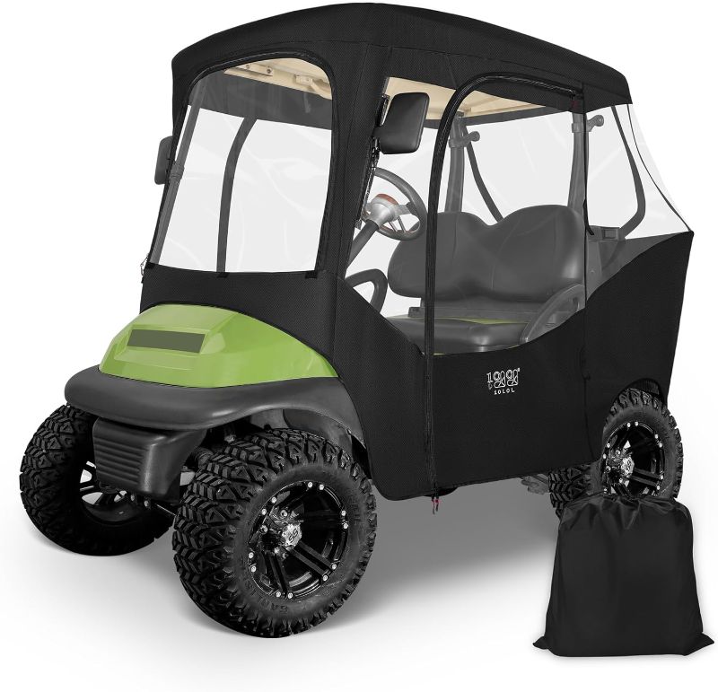 Photo 1 of 10L0L 600D Golf Cart 2 Passenger Driving Enclosure for Club Car DS & Precedent, 4-Sided Clear Window Rain Snow Golf Cart Covers All Weather Waterproof Windproof
