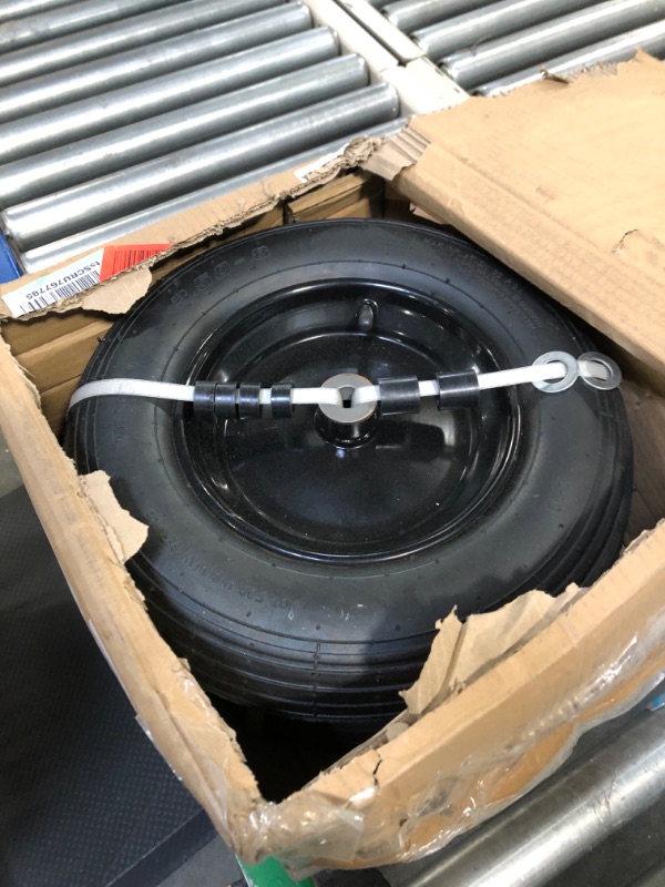 Photo 3 of 2-Pack 14.5-Inch Wheelbarrow Tire.3.50-8" Pneumatic Tires and wheels with 3"- 7" Center Hub and 5/8" Bushings for Wheelbarrow Lawn Mover Replacement. 00038361-16