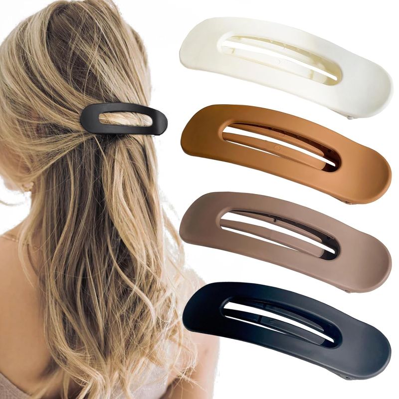 Photo 1 of 4 Pcs Flat Hair Clips Alligator Hair Clips Large Hair Claw Clips Non-Slip Lay Down Claw Clip French Hair Clips Hair Styling Accessories For Women (Light Color) Mixed A
*** Different color ***