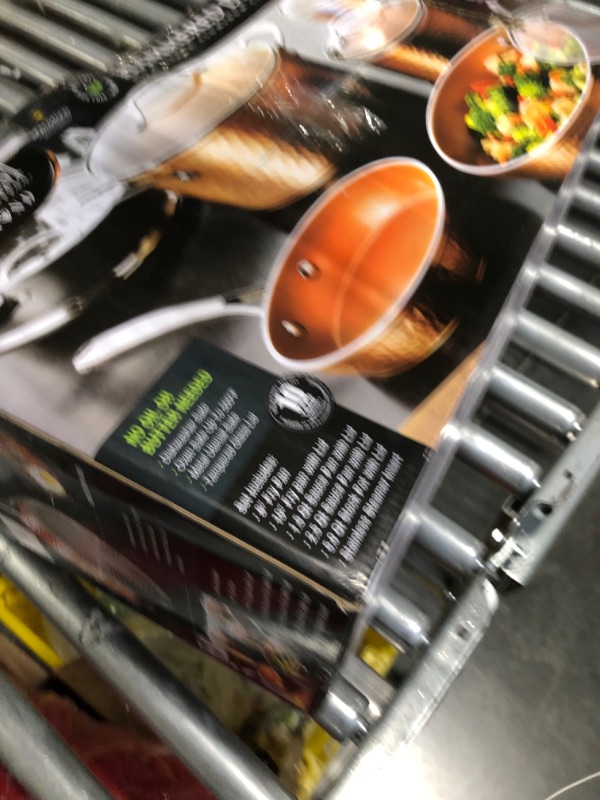 Photo 2 of ********NEEDS CLEANED ************  Gotham Steel Pots and Pans Set, 10 Piece, Hammered Copper & Premium Hammered Cookware – 5 Piece Ceramic Cookware, Pots and Pan Set with Triple Coated Nonstick Copper Surface & Aluminum Composition 10 Piece Cookware + 5 