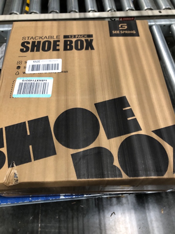 Photo 1 of SEE SPRING Large 12 Pack New Shoe Storage Box, Clear Plastic Stackable Shoe Organizer for Closet, Space Saving Foldable Shoe Rack Sneaker Container Bin Holder Large Clear