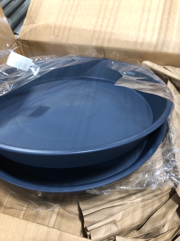 Photo 4 of Angde 2 Pack of Plant Saucer 16 17 inch, Plastic Plant Saucers 17" Round, Flower Trays for Indoors Outdoor, Plant Drip Trays for Pots, Plant Water Tray for Planter 15-18" (17", Blue) 17 inch (2 pack) Blue