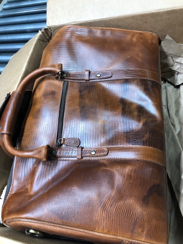 Photo 3 of Leather Travel Duffel Bag | Gym Sports Bag Airplane Luggage Carry-On Bag | Gift for Father's Day By Aaron Leather Goods