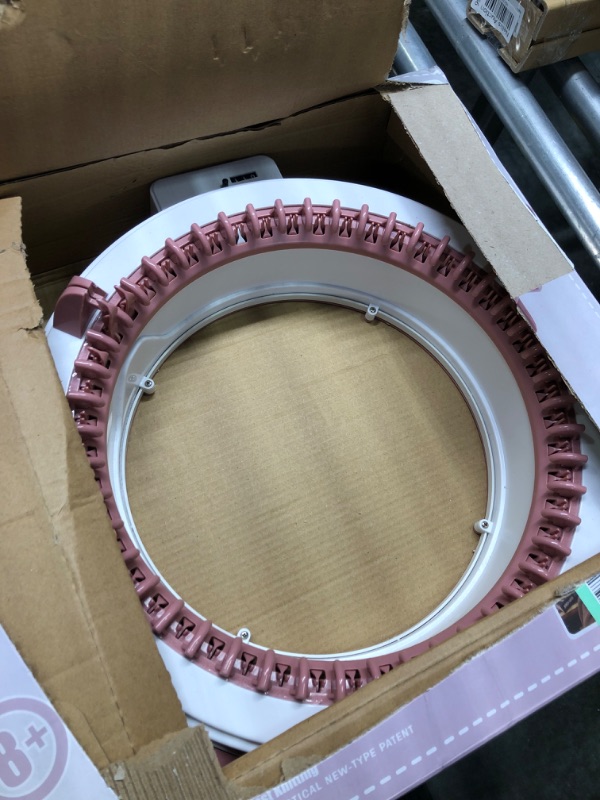 Photo 3 of 48 Needles Knitting Machines with Row Counter, Smart Knitting Round Loom for Adults/Kids, Knitting Board Rotating Double Knit Loom Machine Kits Pink White 48 Needles