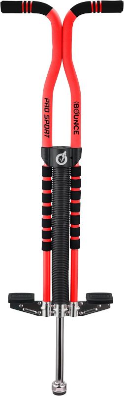 Photo 1 of BUBBLE JUMP Pogo Stick for Kids Age 10 and up (Red) - for Boys, Girls, Teens & Adults 80 to 160 Lbs - Easy Grip Rubber Handle Master Jumper Pogo Sticks - High Jumping Kids Pogo Stick