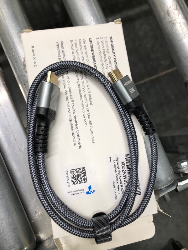 Photo 4 of High Speed 8K 60Hz HDMI Cable 3.3FT/1M, Highwings 2.1 48Gbps HDMI Braided Cable-4K@120Hz 7680P,DTS:X,HDCP 2.2 & 2.3, HDR 10,eARC,Dynamic HDR,Compatible for Laptop, Monitor, Roku TV 3.3 feet Grey