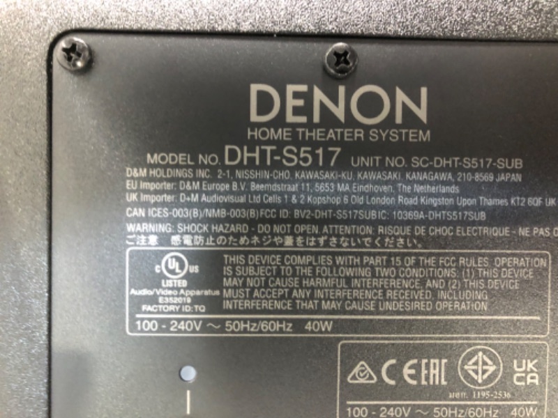 Photo 7 of Denon DHT-S517 Sound Bar for TV with Wireless Subwoofer (2022 Model), 3D Surround Sound, Dolby Atmos, HDMI eARC Compatibility, Wireless Music Streaming via Bluetooth, Quick Setup, Wall-Mountable DHT-S517 + Dolby Atmos