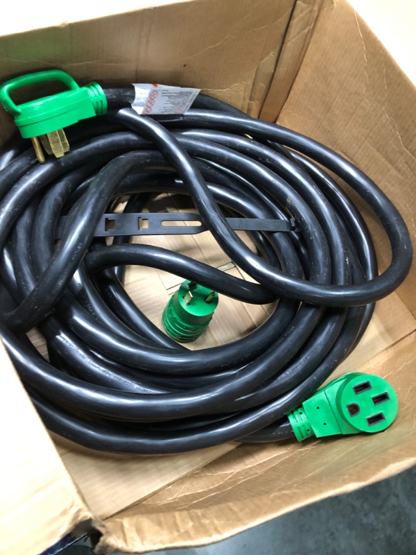 Photo 3 of ISLEWIRE 15 Feet 50 Amp RV/EV Extension Cord with Grip Handle, Heavy Duty 6/3+8/1 Gauge STW 4 Prong Power Cord, NEMA 14-50P/R with Cord Organizer for Tesla Model 3/S/X/Y, Black & Green, ETL Listed 15FT
*** SIMILAR BUT NOT THE SAME ***